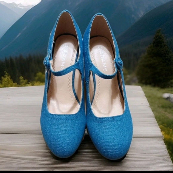 J Adams Women's Retro Mary Jane Pumps Pixie Denim Size 5.5 - Picture 1 of 10